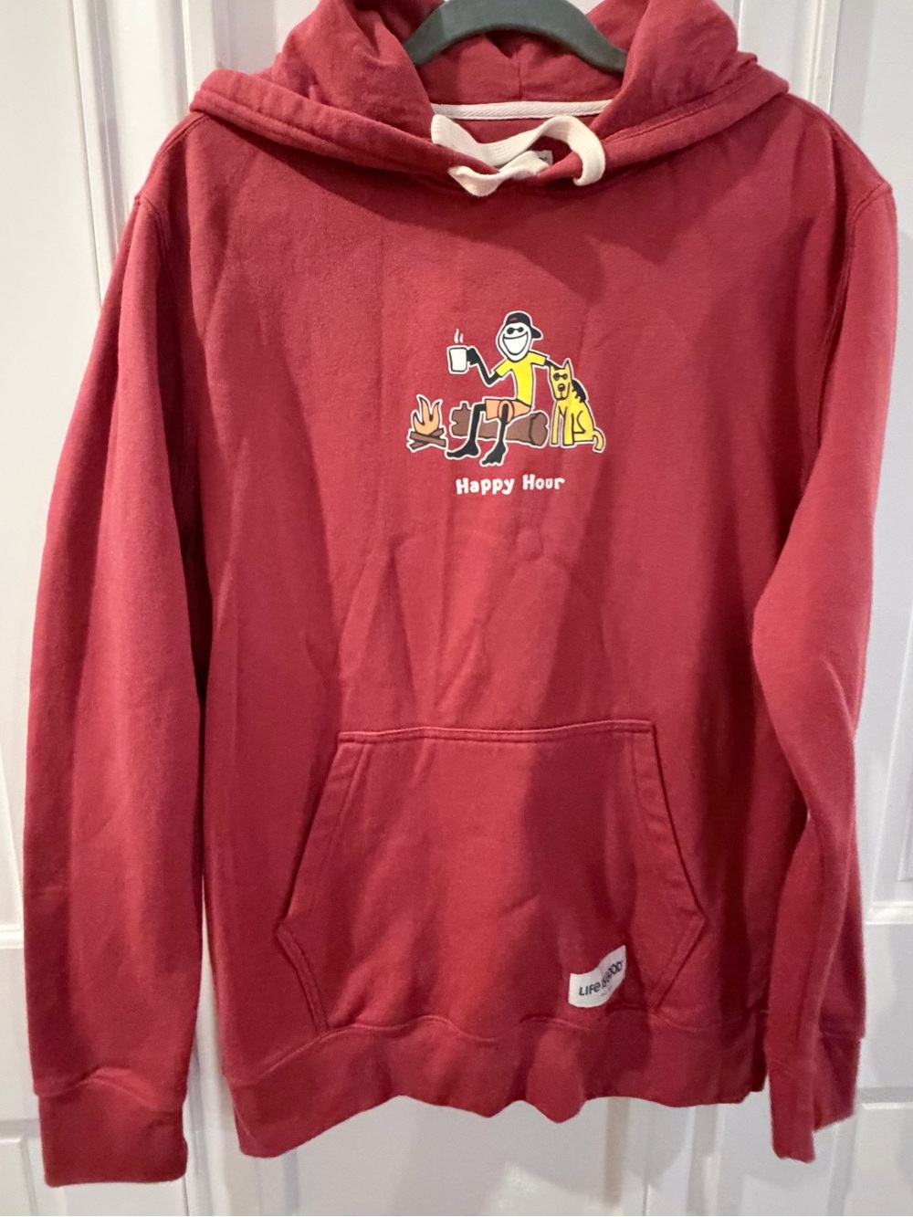 Life Is Good Hoodie Sweatshirt Mens Campfire Happy Hour Jake & Dog/ MED